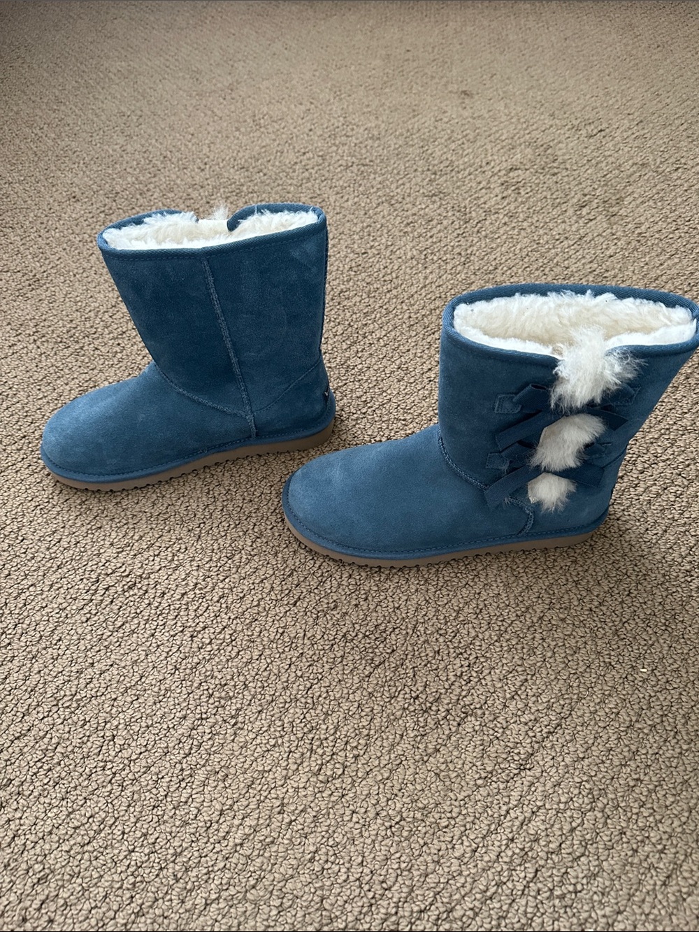 Koolaburra Blue Suede Faux-Fur Lined Winter Boots